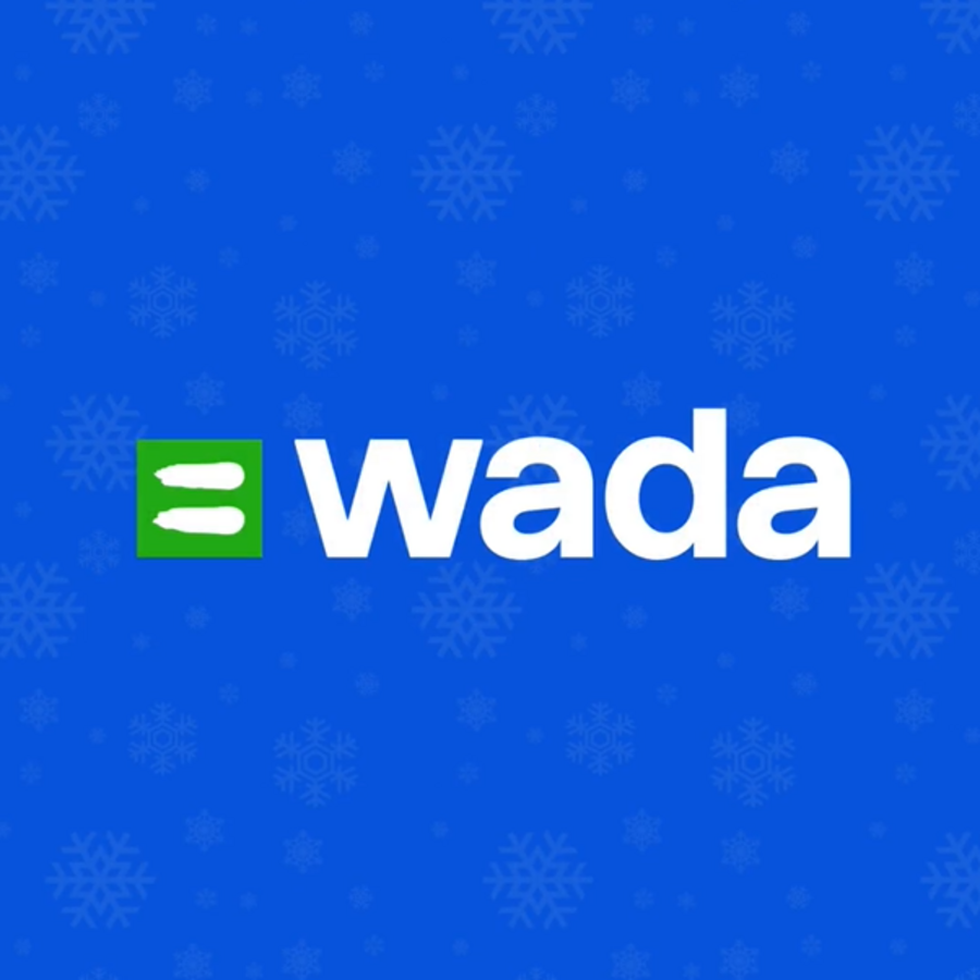 The WADA logo on a blue background with snowflakes