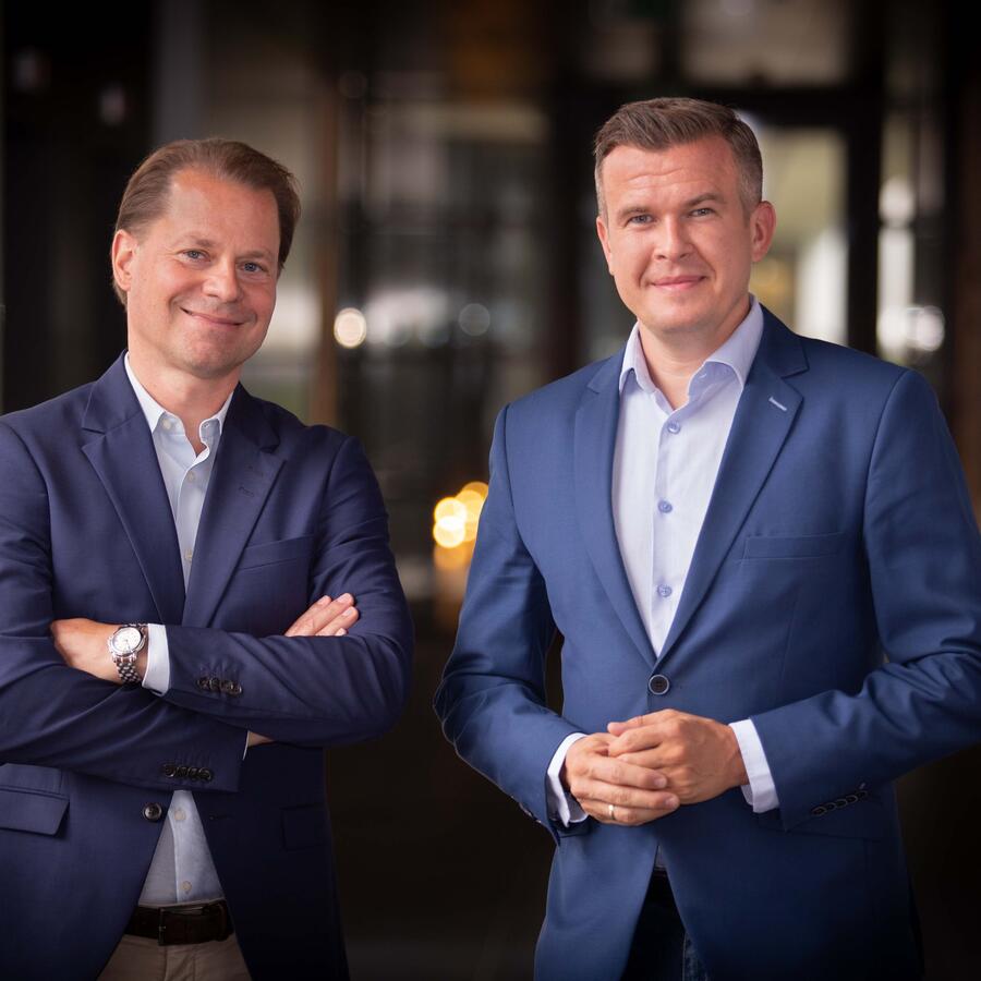 WADA Director General Olivier Niggli and President Witold Banka posed and smiling at the camera